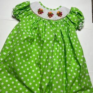 Little sassy britches thanksgiving turkey smocked dress size 2
